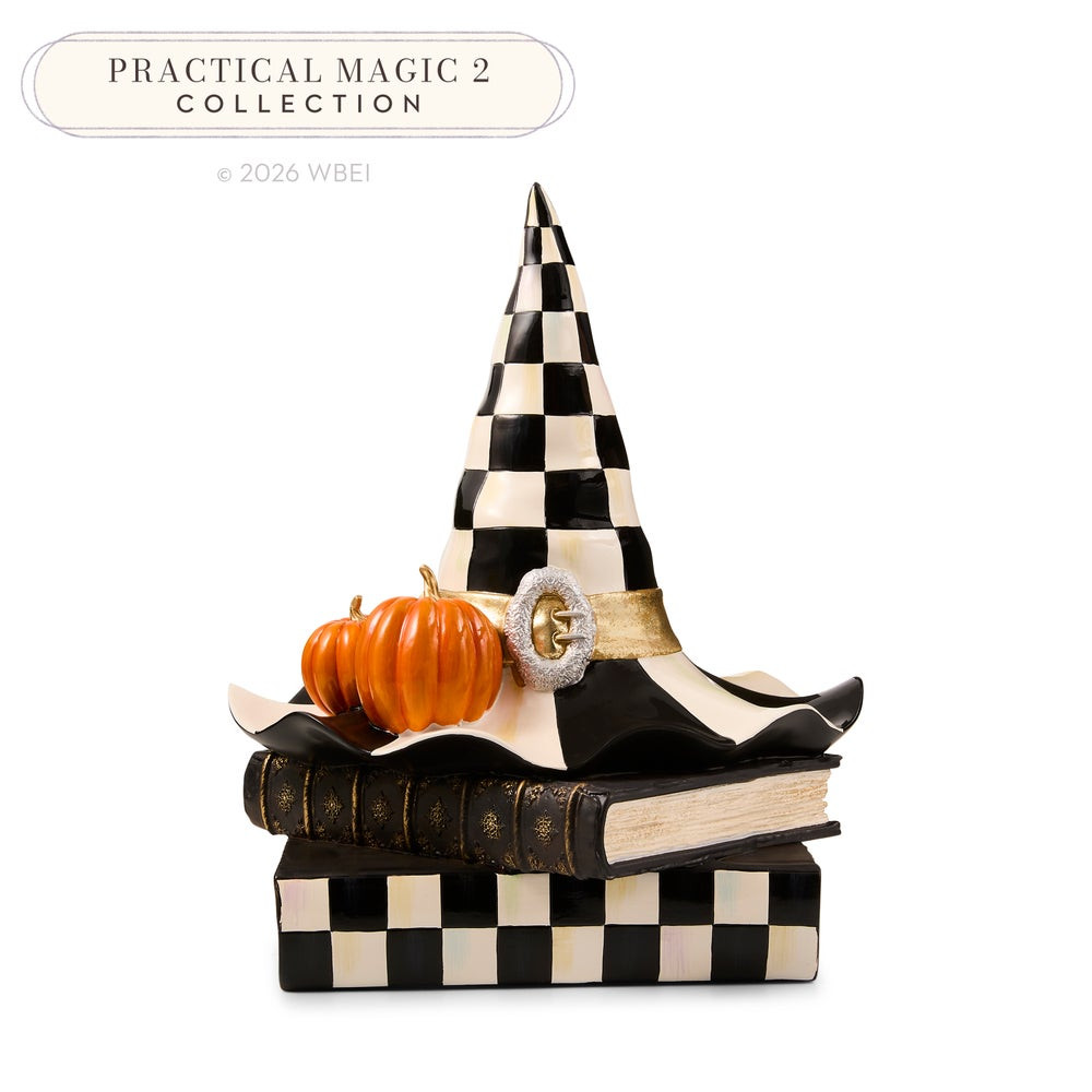 Courtly Check Witch Hat on Books | MacKenzie-Childs
