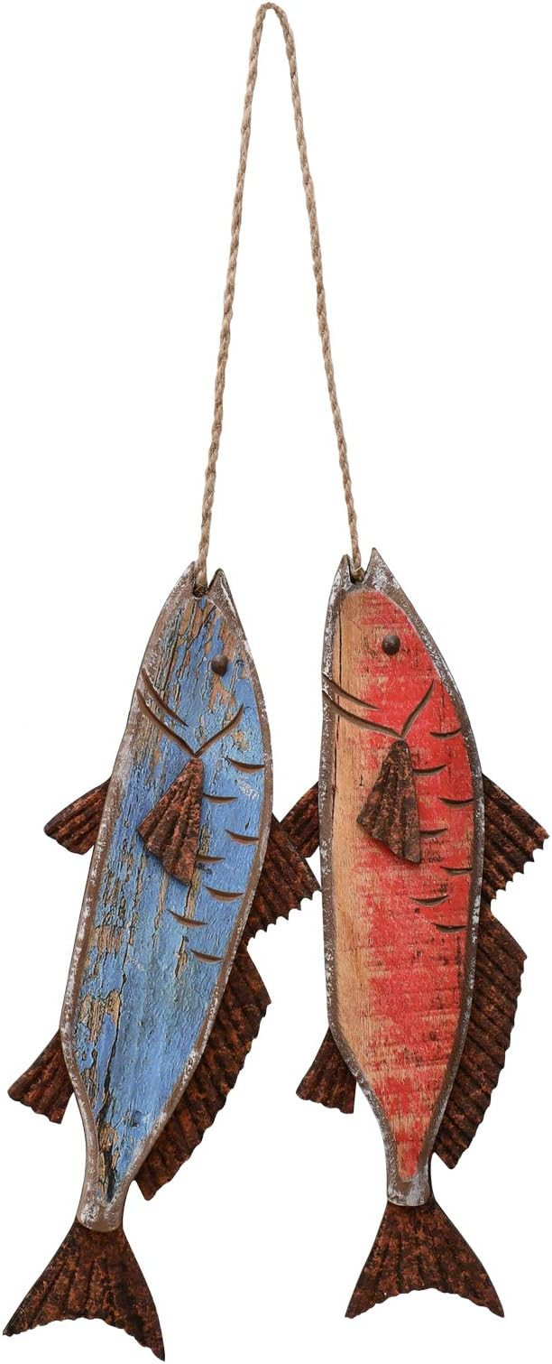 Antique Wood Fish Decor Decorative Wooden Hanging Fish Nautical Indoor Outdoor Decorations Wall A... | Amazon (US)