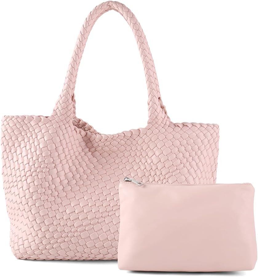 Woven Tote Bag Womens Purse Vegan Leather Shoulder Handbags Fashion Summer Beach Tote Bags Large ... | Amazon (US)