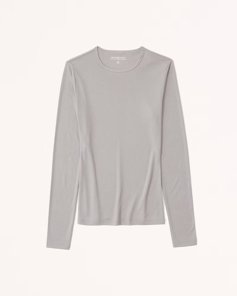 Sandwash Rib Long-Sleeve Crew Top | Abercrombie & Fitch (US)