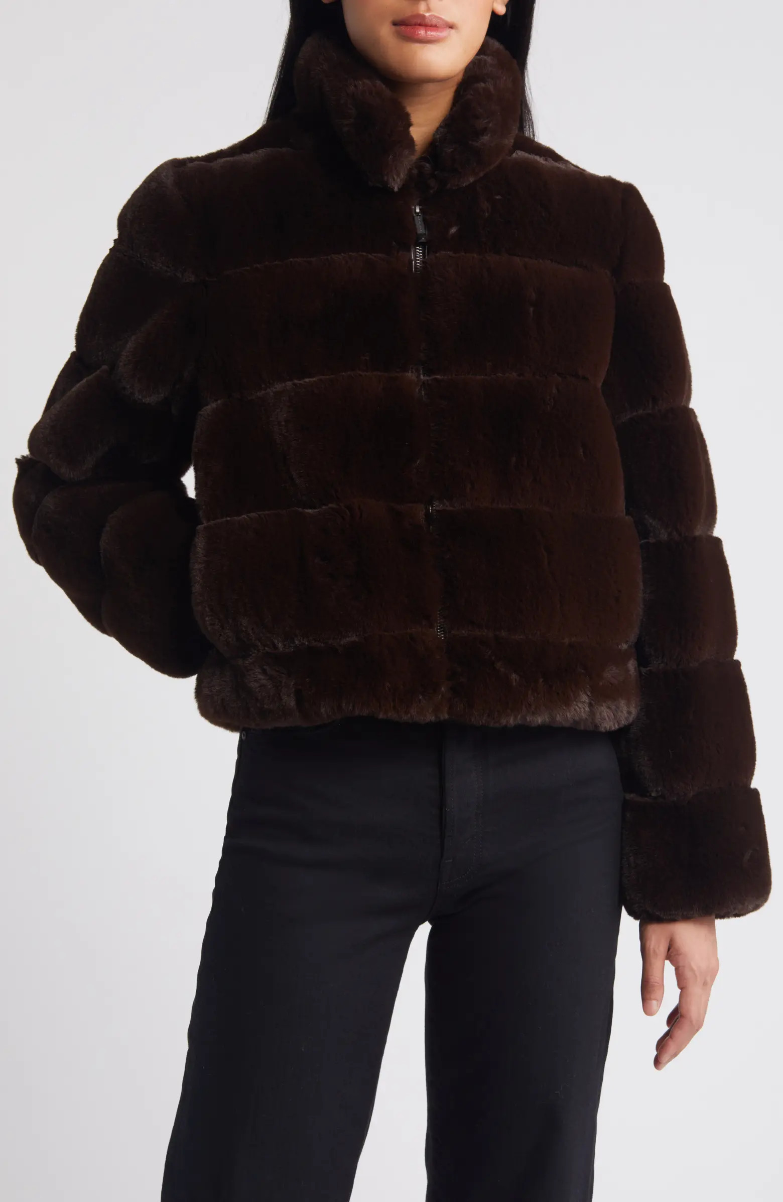 Channel Quilted Faux Fur Jacket | Nordstrom