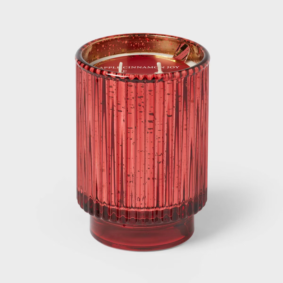 Ribbed Mercury Glass Apple Cinnamon Footed Jar Candle Red - Threshold™ | Target