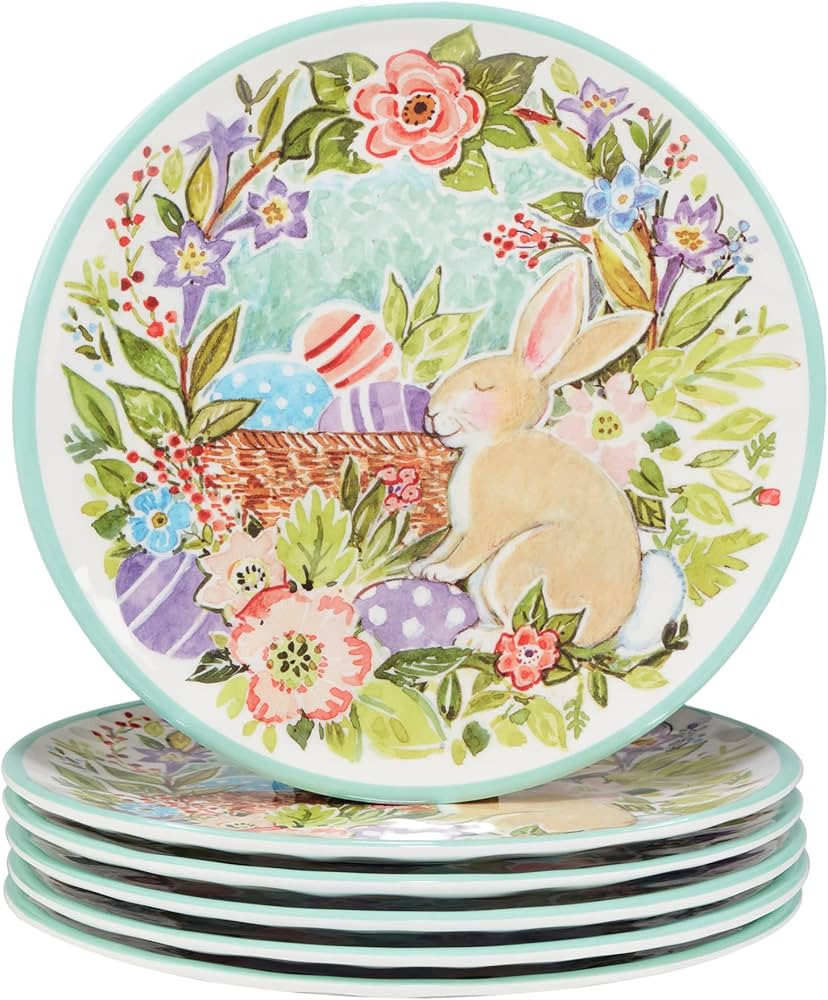 Certified International Joy of Easter 9" Melamine Salad/Dessert Plates, Set of 6, Multicolor | Amazon (US)