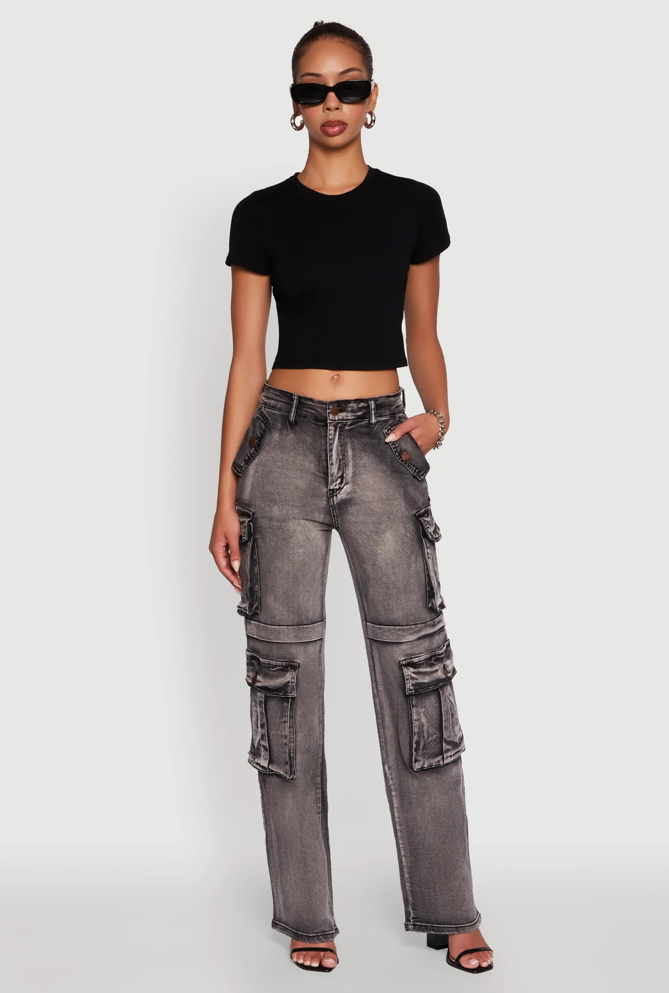 Daisy Mineral Wash Straight Leg Cargo Jeans | Rainbow Shops
