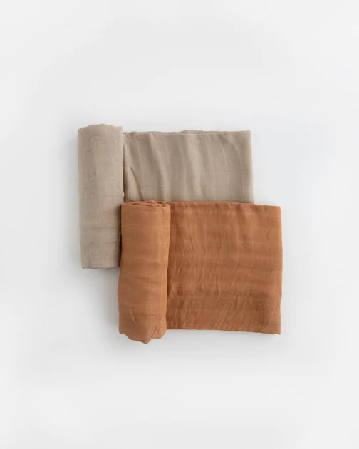 Deluxe Muslin Swaddle Blanket 2 Pack - Caramel | Little Unicorn