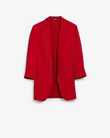 Rolled 3/4 Sleeve Notch Collar Boyfriend Blazer | Express