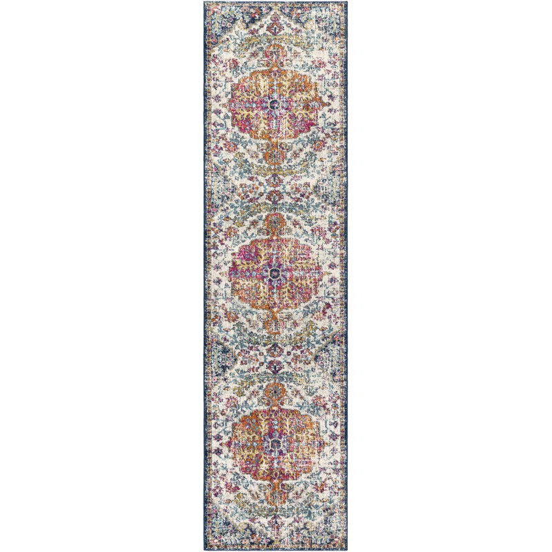 Hillsby Oriental Beige, Saffron, Light Gray, Teal, Burnt Orange, Garnet, And Dark Blue Area Rug | Wayfair North America