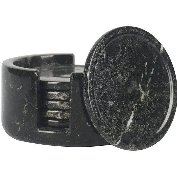 RADICALn Coaster Set Cup Pad 3.5 Inches Handmade Marble Black Round Coasters Set for Mug Glass Dr... | Walmart (US)