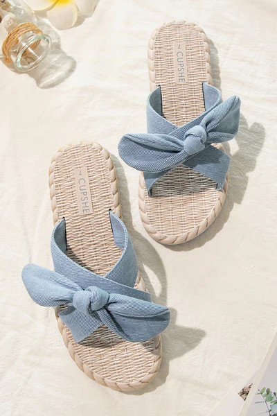 Cloverfield Crisscross Bow Knot Slide Sandals | Cupshe