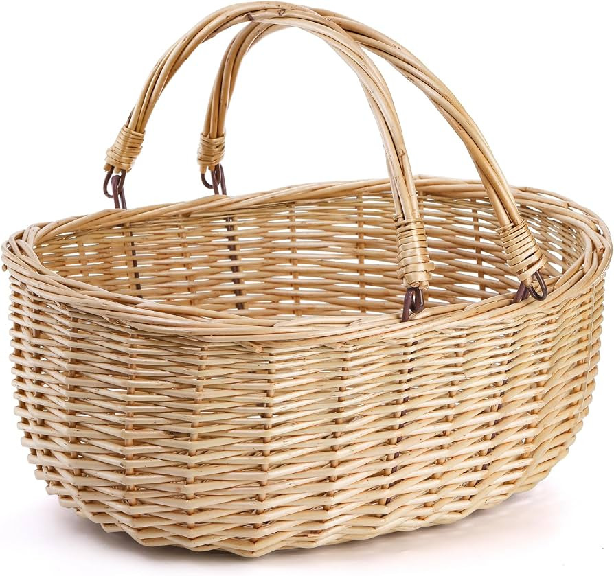 Dicunoy Wicker Picnic Basket with Handle, Large Empty Gift Basket to Fill, Open Top Market Harves... | Amazon (US)