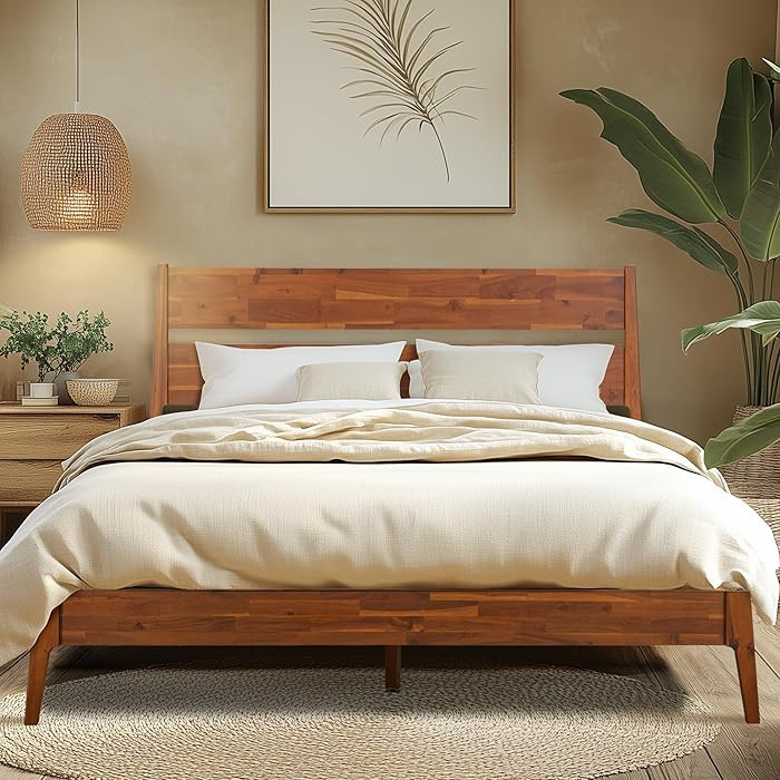 Acacia Callisto Queen Bed Frame with Headboard Solid Wood Platform Bed, 800 lbs Capacity Bed Fram... | Amazon (US)