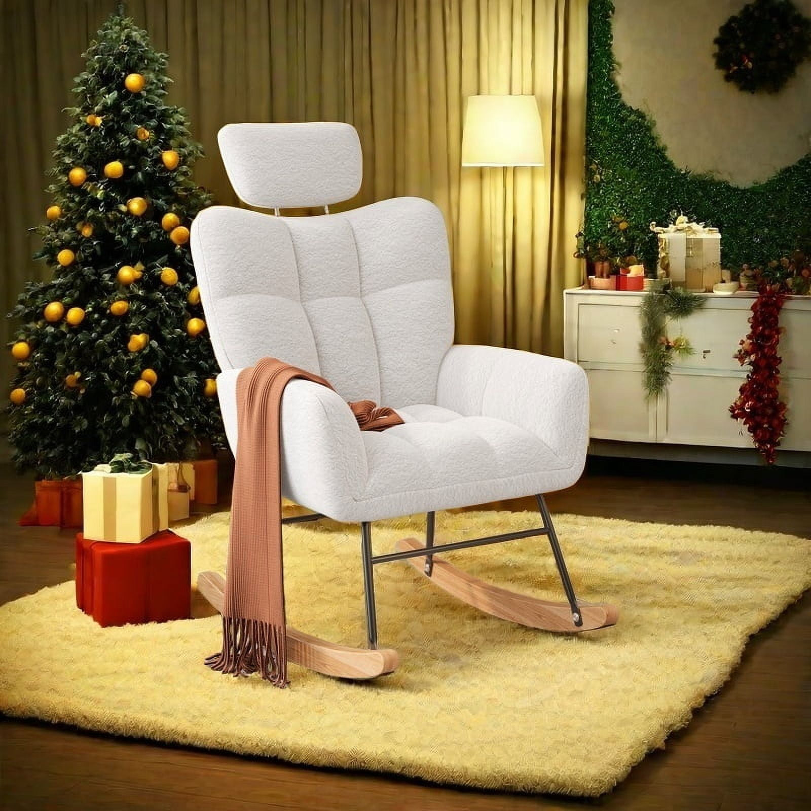 Rocking Chair Nursery, Lofka Accent Chair with Soft Seating and High Backrest, Adjustable Headres... | Walmart (US)