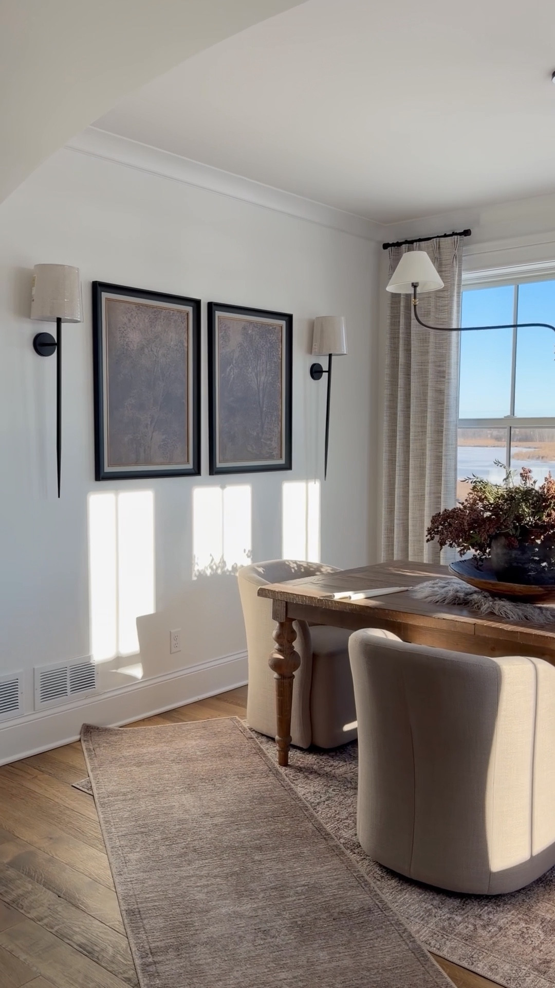 Here’s a view of the sconces with shades added to both. I love the look, it’s just too crowded for my dining room. This is such a pretty shade though if you like the look. And it’s only $15! Use a battery bulb or puck light with it. 

#LTKvlog #LTKSeasonal #LTKHome