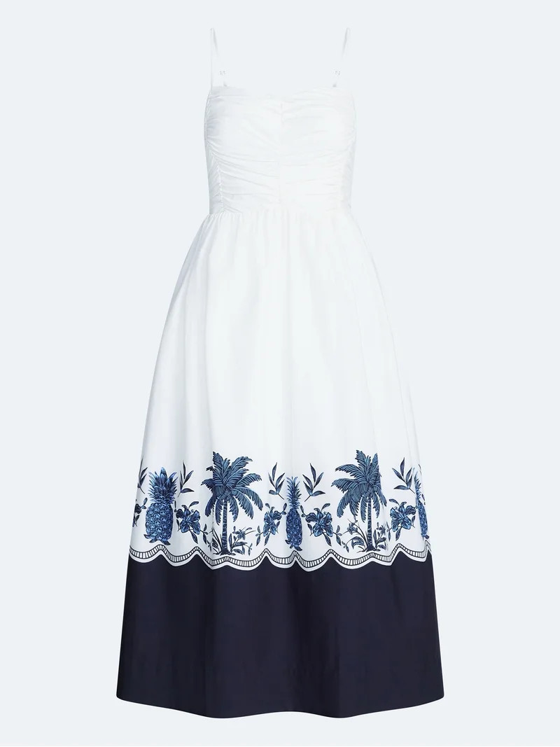 Free Assembly Women's and Women's Plus Sleeveless Ruched Cotton Midi Dress, Sizes XS-4X | Walmart (US)