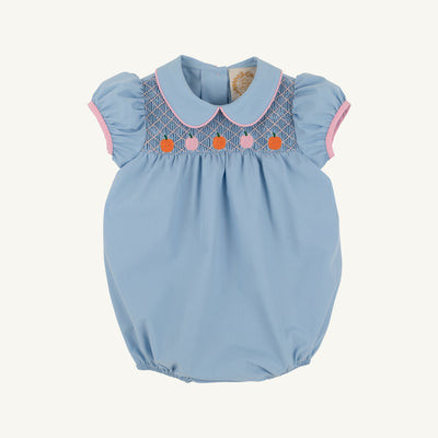 Mary Dal Bubble - Barrington Blue & Sandpearl Pink with Pumpkin Smocking | The Beaufort Bonnet Company