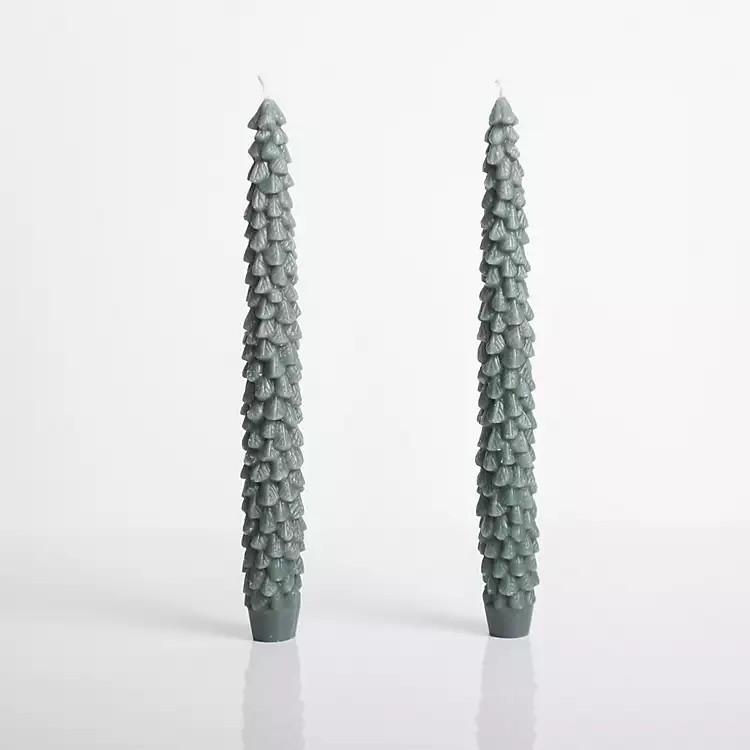 Dark Green Christmas Tree Taper Candles, Set of 2 | Kirkland's Home