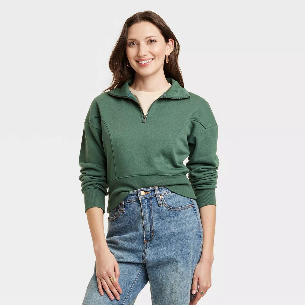 Women's Cropped Quarter Zip Sweatshirt - Universal Thread™ | Target