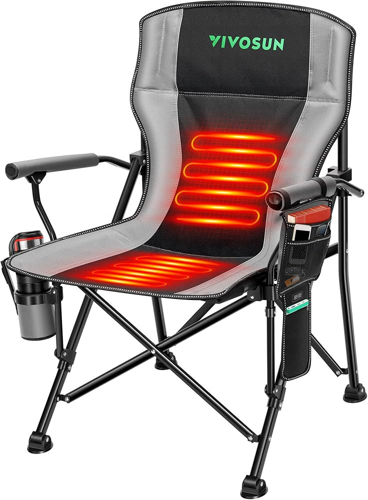 VIVOSUN Heated Camping Chair, Fully Padded Heated Folding Chair with 3 Heat Levels, Cup Holder & ... | Amazon (US)