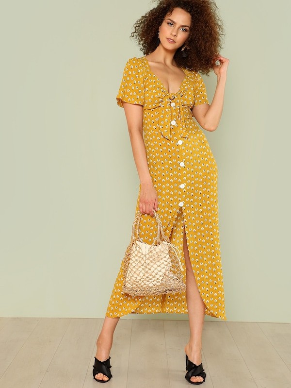 Vestido con lazo para ajustar en la parte delantera | SHEIN
