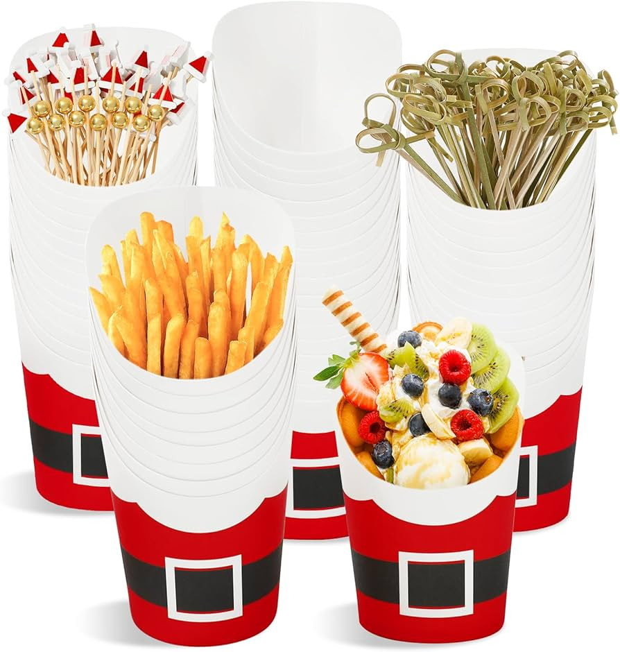 50 Pcs Christmas Charcuterie Cups with 100 Pcs Sticks Santa Belt Disposable Appetizer Cups 14 Oz ... | Amazon (US)