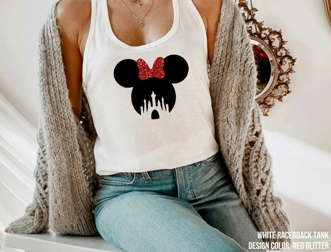 GLITTER BOW Disney Minnie Mouse Tank Top, Minnie Shirt, Matching Disney Shirts, Disney Shirt, Wom... | Etsy (US)