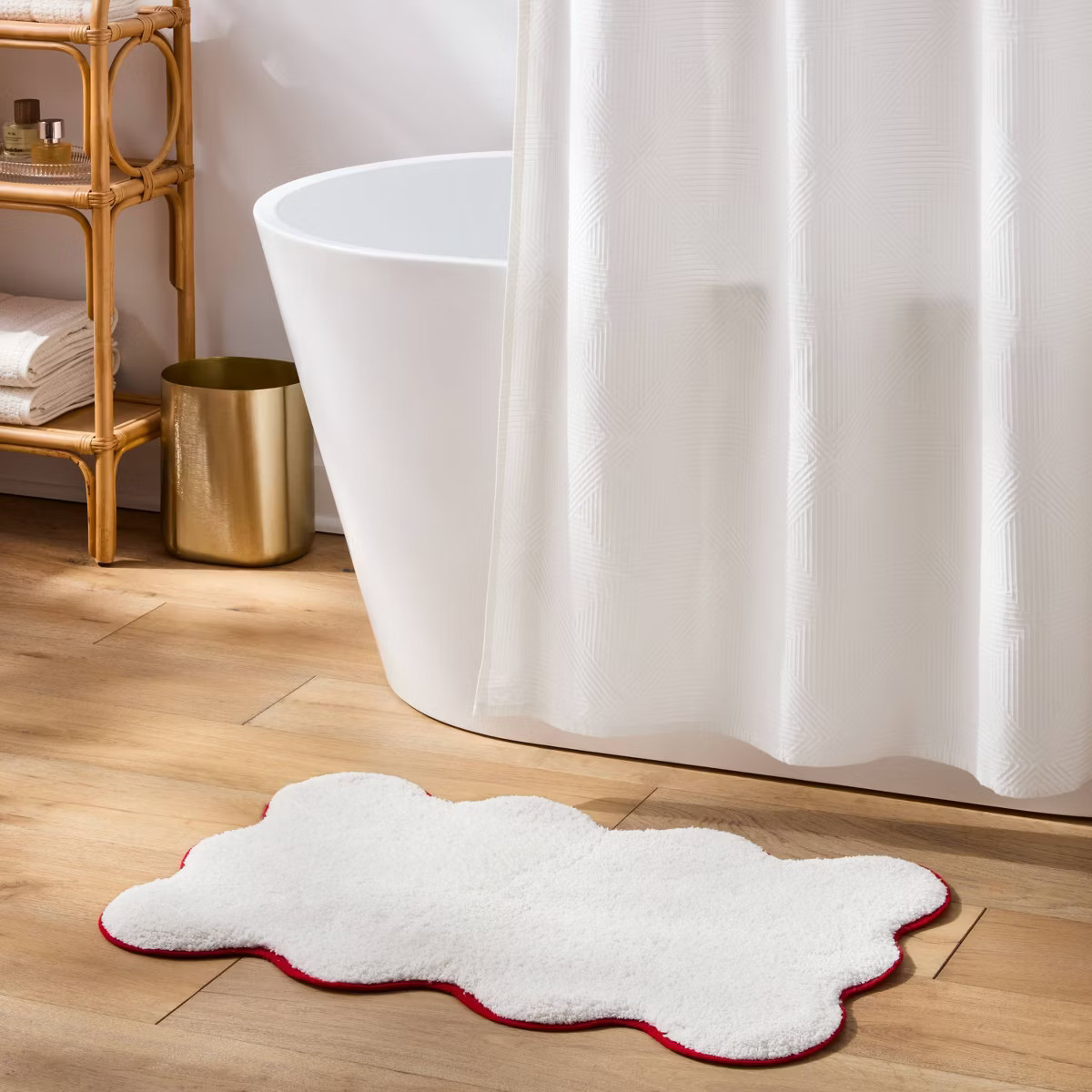 20"x30" Scalloped Christmas Bath Rug Cream/Red - Threshold™ | Target