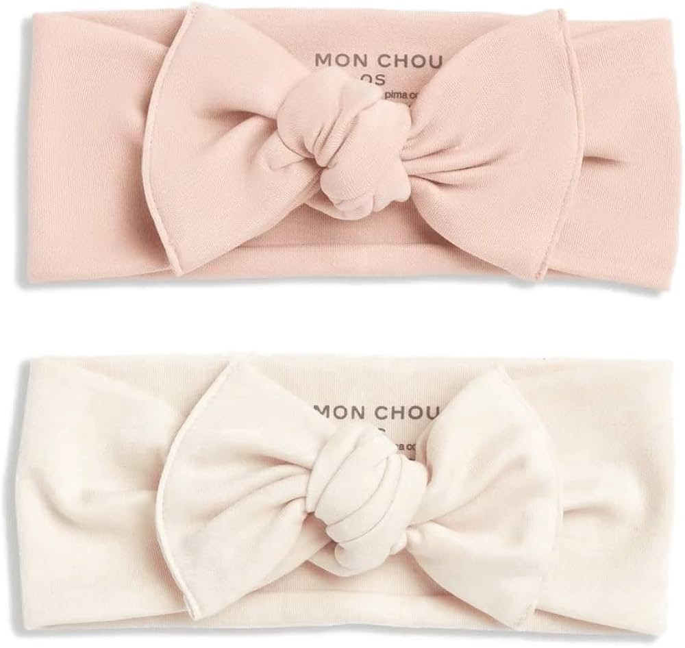 MON CHOU Baby Headbands - Set of 2 Organic Cotton Headbands for Baby Girls - Ultra Soft, 100% Pim... | Amazon (US)