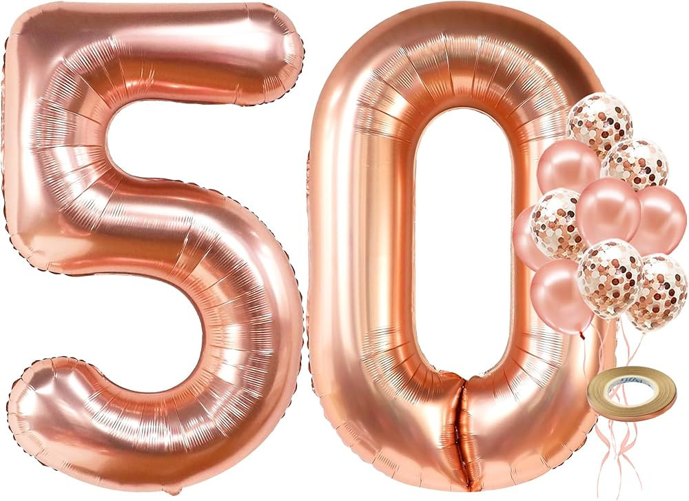 KatchOn, Giant Rose Gold 50th Birthday Balloons - 40 Inch | 50 Balloon Number, Confetti Balloons ... | Amazon (US)