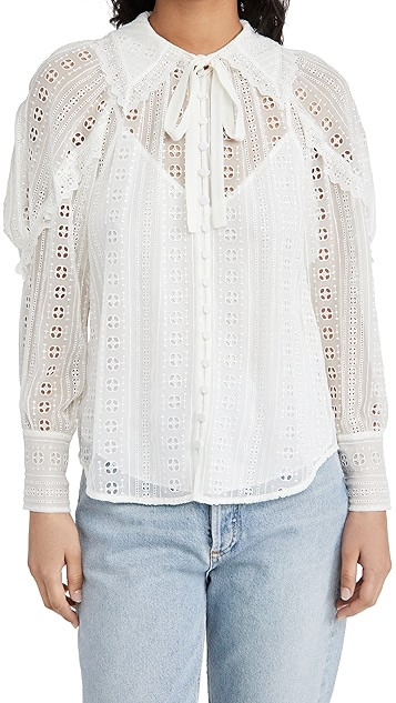 Long Sleeve Geo Eyelet Blouse | Shopbop