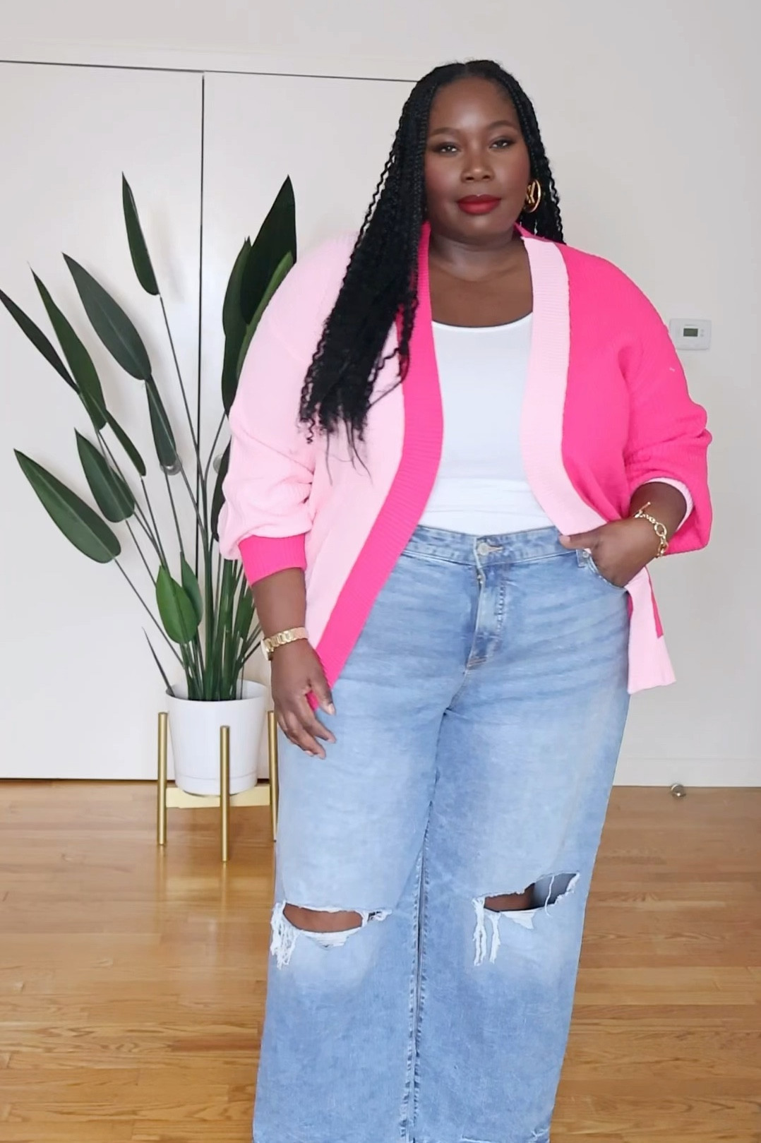 Pink plus size cardigan colorblock style. I’m wearing the XL

#LTKMidsize #LTKPlusSize #LTKFindsUnder50