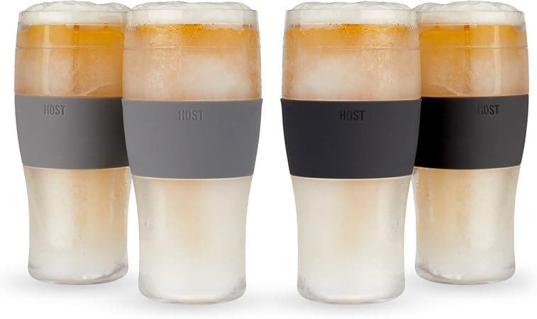 Host Freeze Beer Glasses, 16 ounce Freezer Gel Chiller Double Wall Plastic Frozen Pint Glass, Set... | Amazon (US)