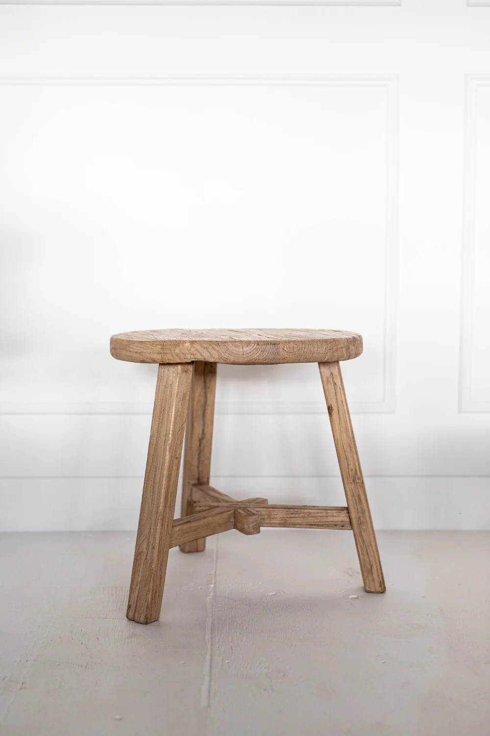 Round Reclaimed Elm Wood Coffee Side Table | Luxe B Co