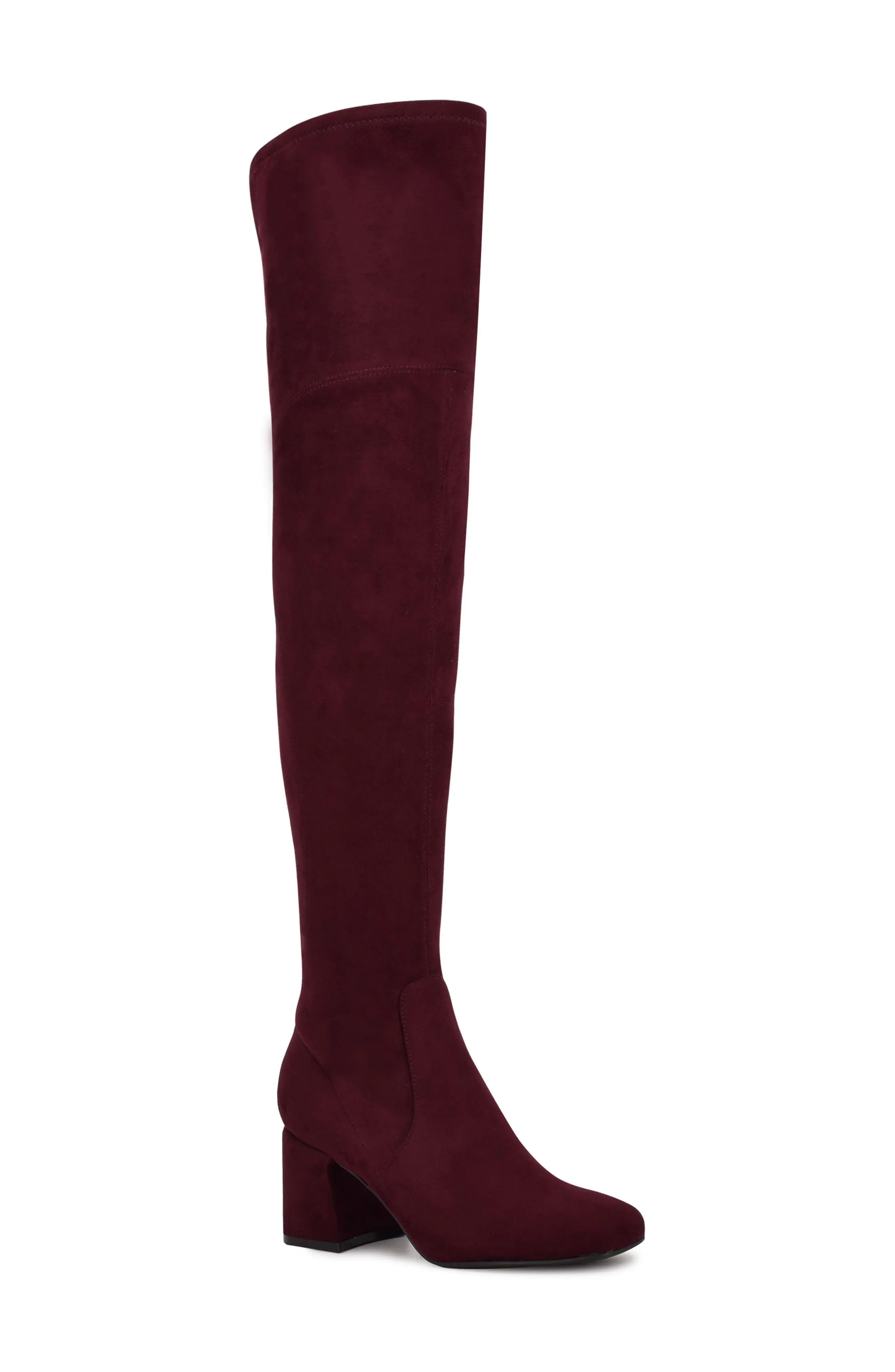 Nine West Blocky Over the Knee Boot, Size 6.5 in Burgundy at Nordstrom | Nordstrom