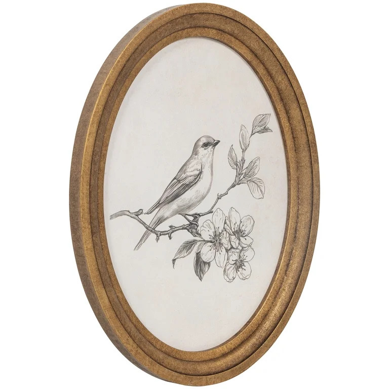 My Texas House Bird Sketch Round Embossed Textured Framed Antique Canvas Art 11x14 | Walmart (US)