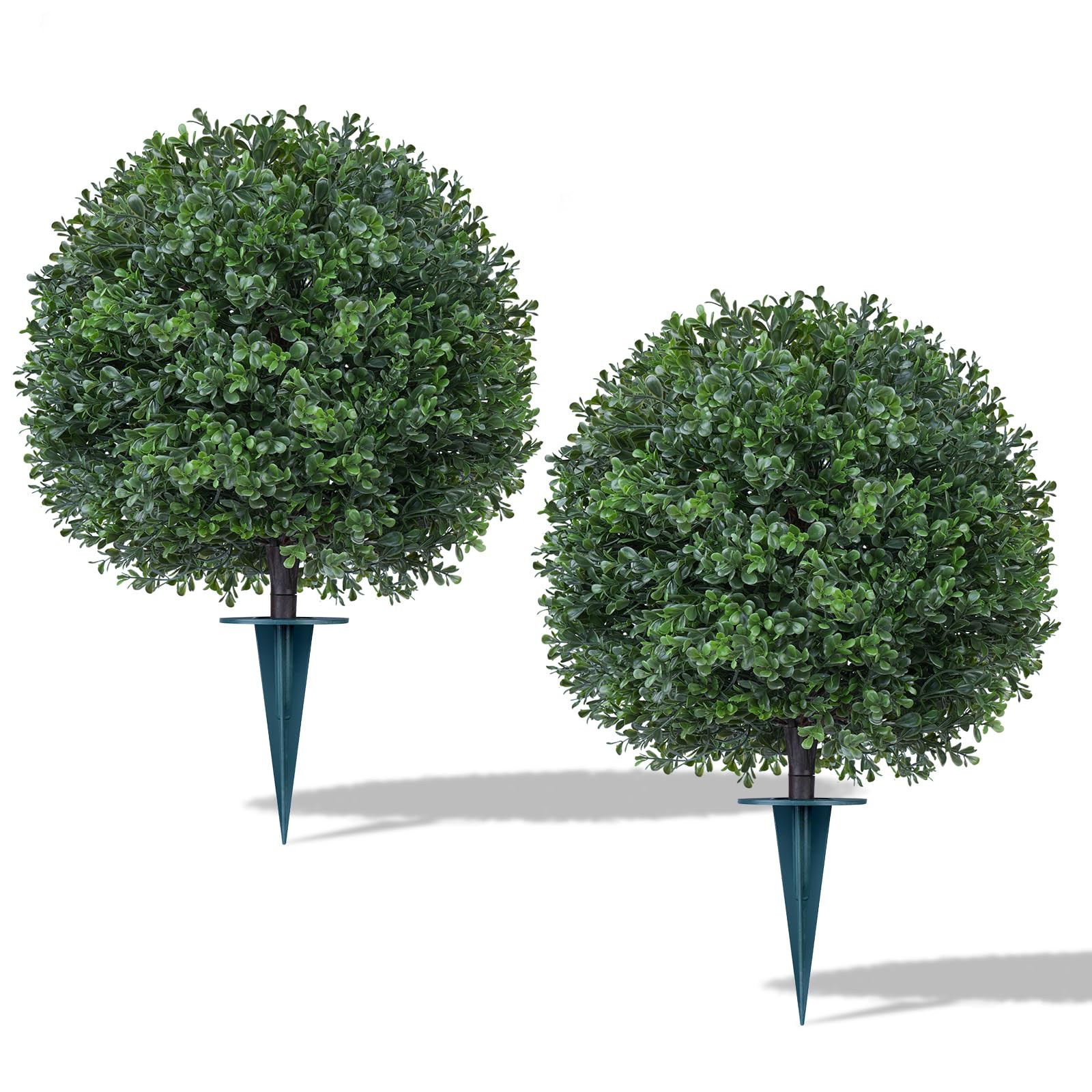 2Pack Artificial Boxwood Topiary Ball Trees,16''UV Resistant Fake Evergreen Shrubs Bushes Plants ... | Amazon (US)