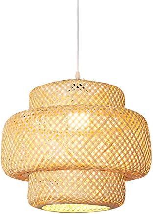 Tiamu Handmade Bamboo Lampshade Pendant Ceiling DIY Restaurant Aisle Lamp Shades Weave Hanging Li... | Amazon (US)