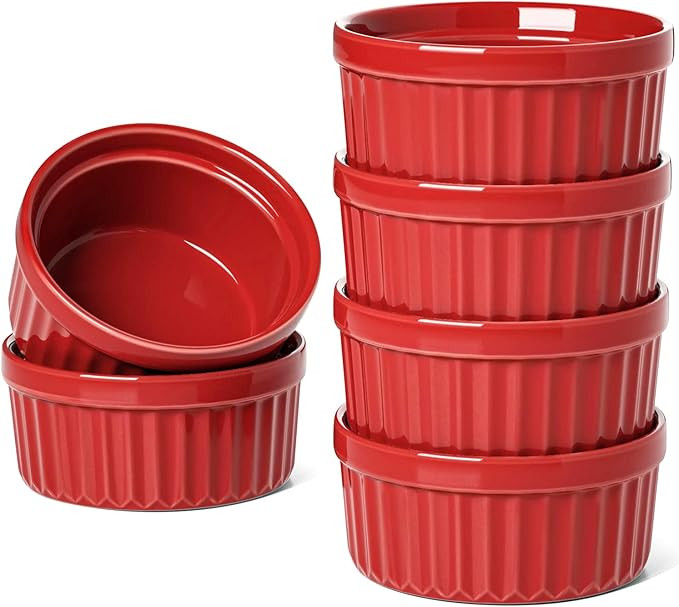 LE TAUCI Ramekins 4 OZ Oven Safe, Creme Brulee Ramekins, Pudding Custard Cups Souffle Ramiken, Di... | Amazon (US)