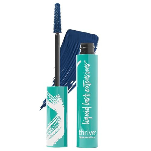 Thrive Causemetics Liquid Lash Extensions Mascara, Tubing Thrive Mascara Lengthening, Volumizing & Curling, Smudge Proof, Washable, No Clumping or Flaking, Vegan & Cruelty Free, Nola (Deep Blue) | Amazon (US)