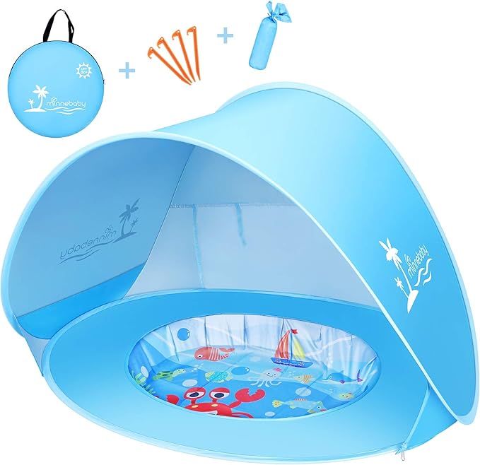 Baby Beach Tent with Pool, UPF50+ Pop Up Shade Tent for Infant, Baby Beach Sun Shade Pool with UV... | Amazon (US)