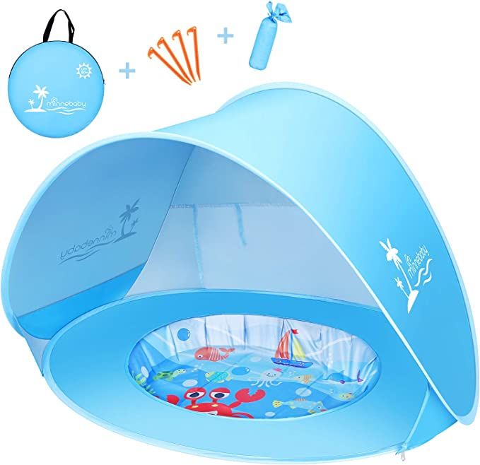 Baby Beach Tent with Pool, UPF50+ Pop Up Shade Tent for Infant, Baby Beach Sun Shade Pool with UV... | Amazon (US)