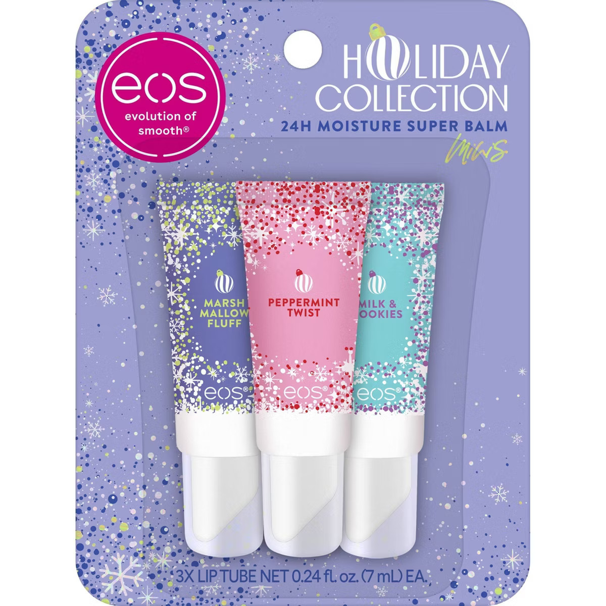eos Holiday Mini Super Balms - Peppermint Twist, Milk & Cookies, Marshmallow Fluff - 0.72 fl oz/3... | Target