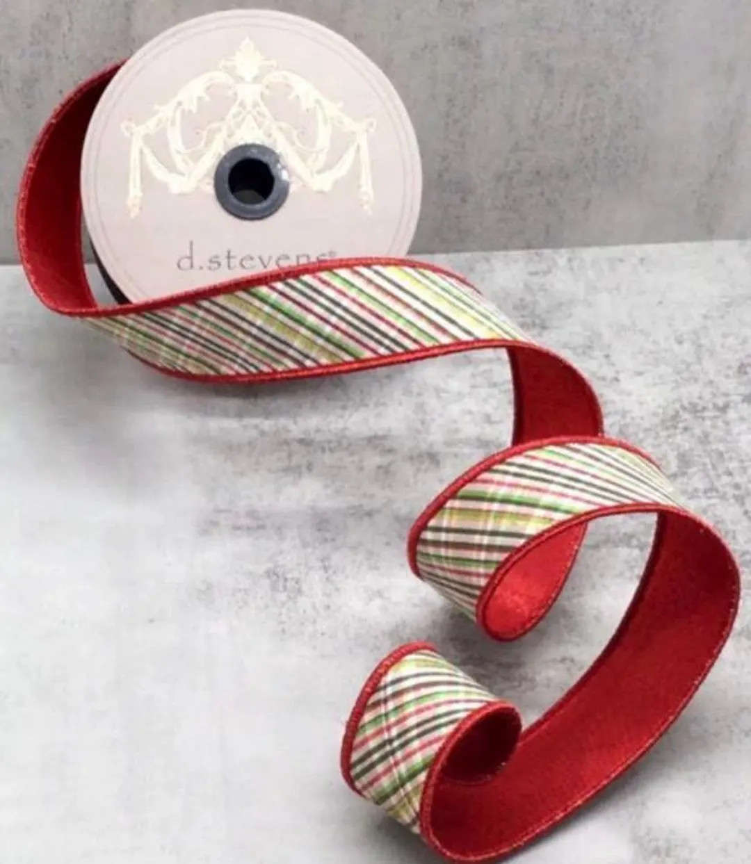 D Stevens, 10 Yards, 1.5 Inch Wired Ribbon, Glitter Plaid Ribbon, Red Ribbon, Green Ribbon, Diago... | Etsy (US)