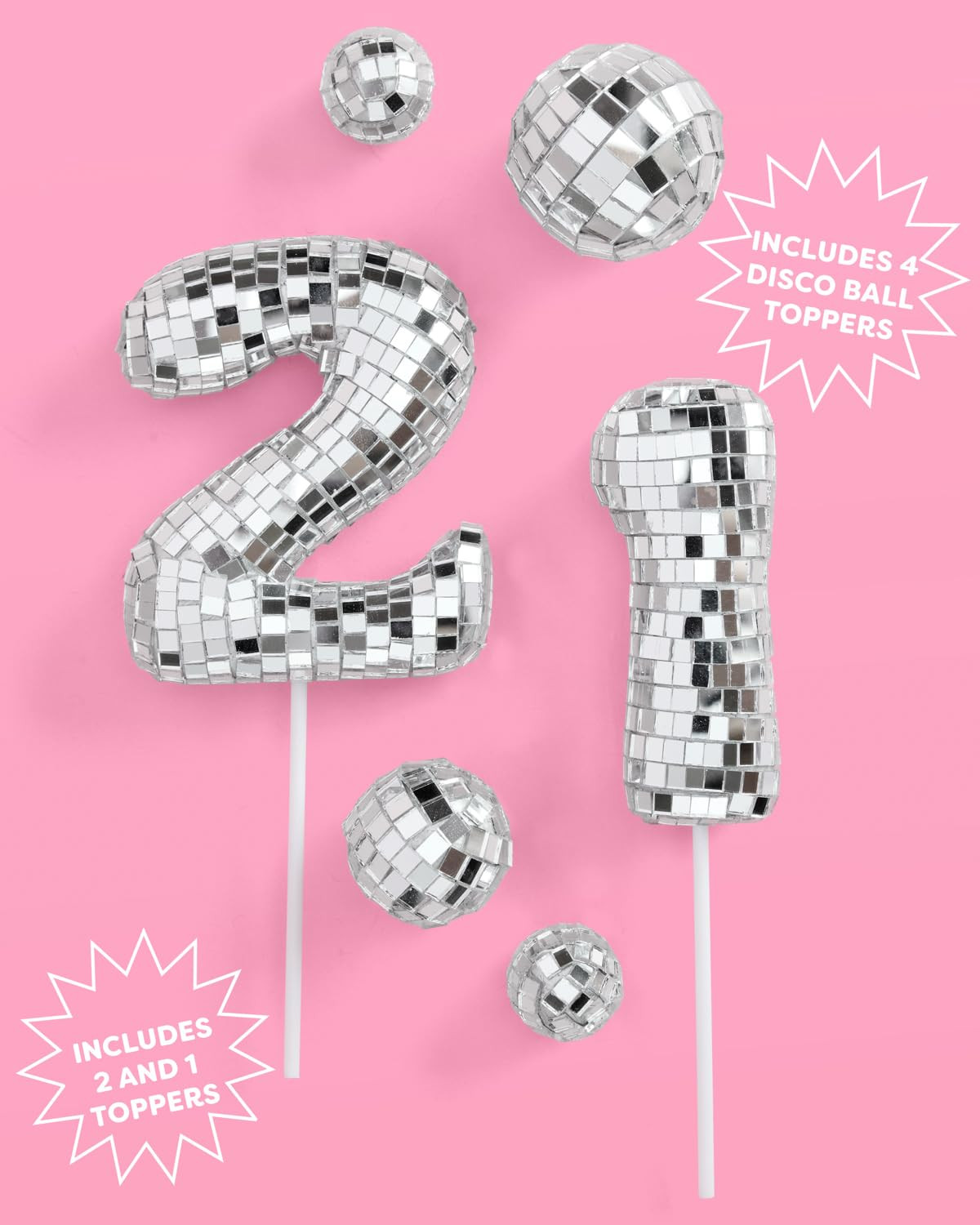 xo, Fetti 21 Birthday Disco Cake Topper - 6 pcs | Groovy Bday Party, Finally Legal Supplies, Cute... | Amazon (US)