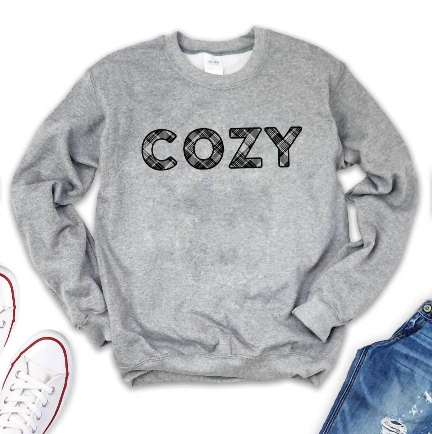 Women's Cozy Pullover Sweatshirt In Grey | Shop Simon
