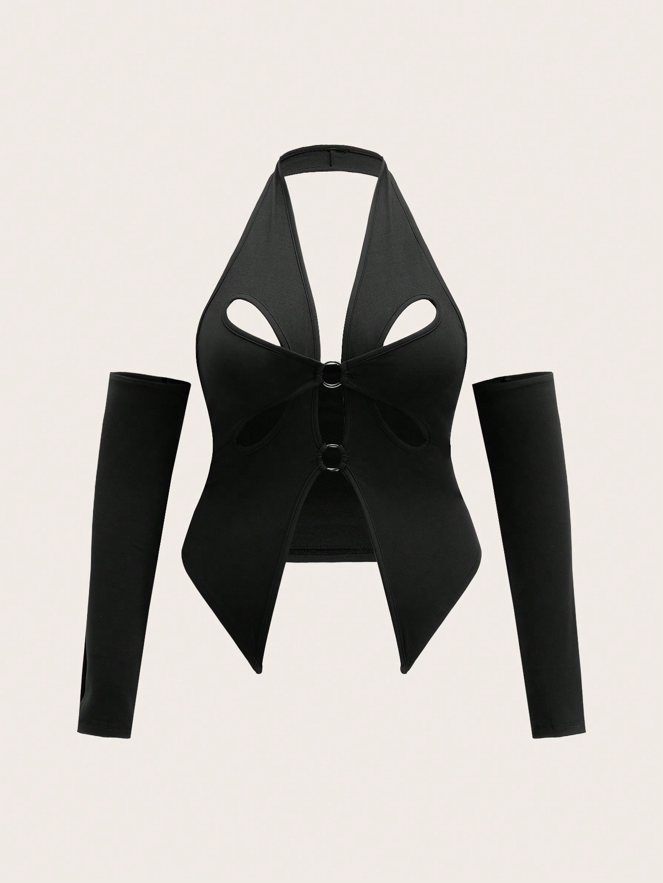 SHEIN ICON Plus Size Women's Solid Color Off Shoulder Hollow Out Slim Fit Halter Top | SHEIN