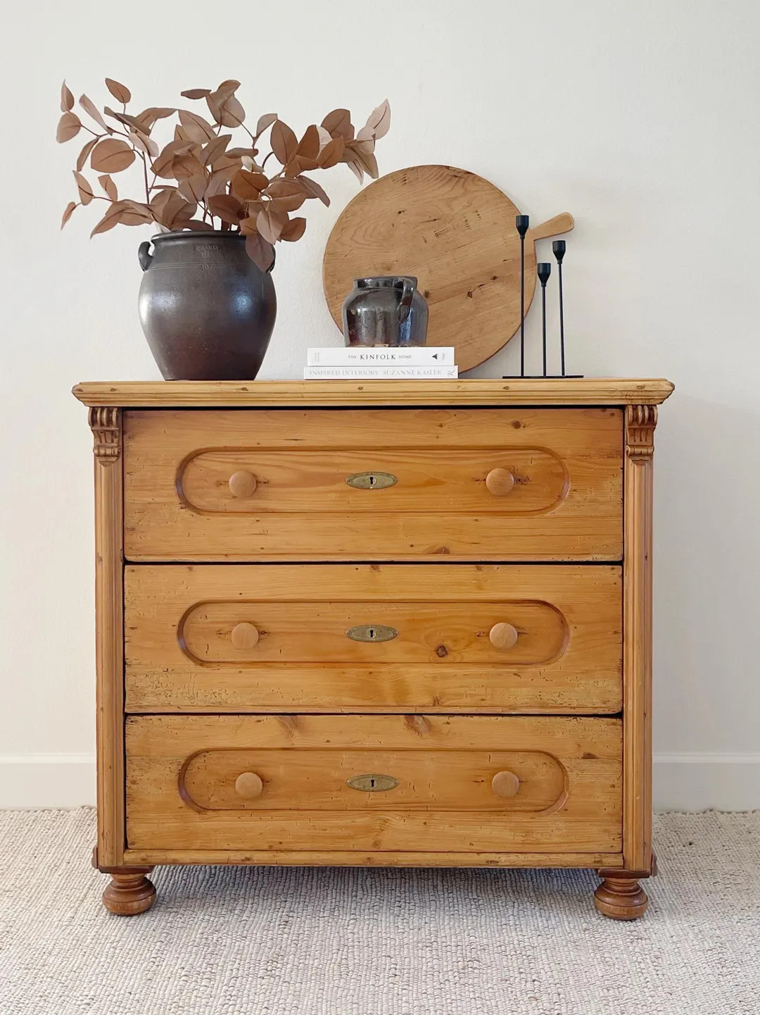 Antique Pine Chest of Three Drawers - Etsy | Etsy (US)