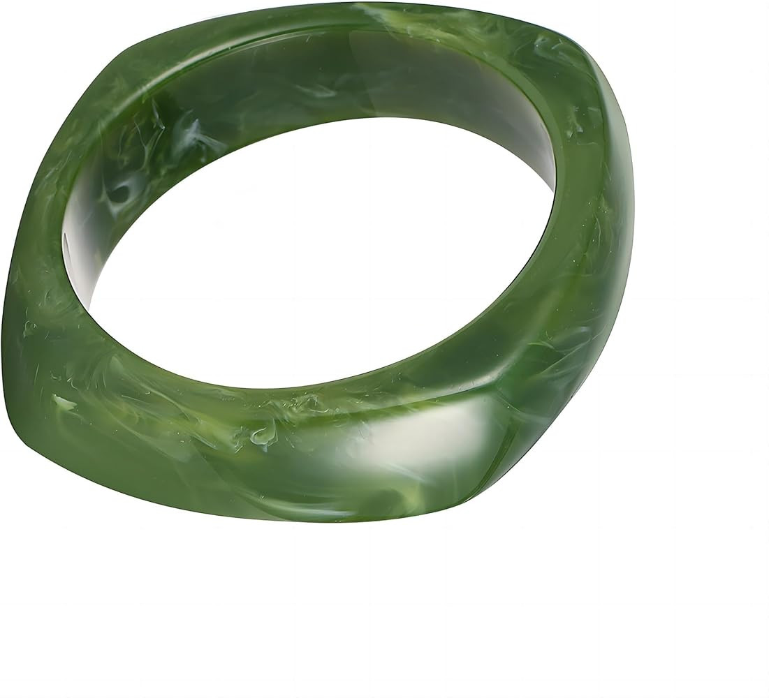 tenghong2021 Multiple Color Square Acrylic Resin Bangle for Women Simple Transparent Resin Chunky... | Amazon (US)