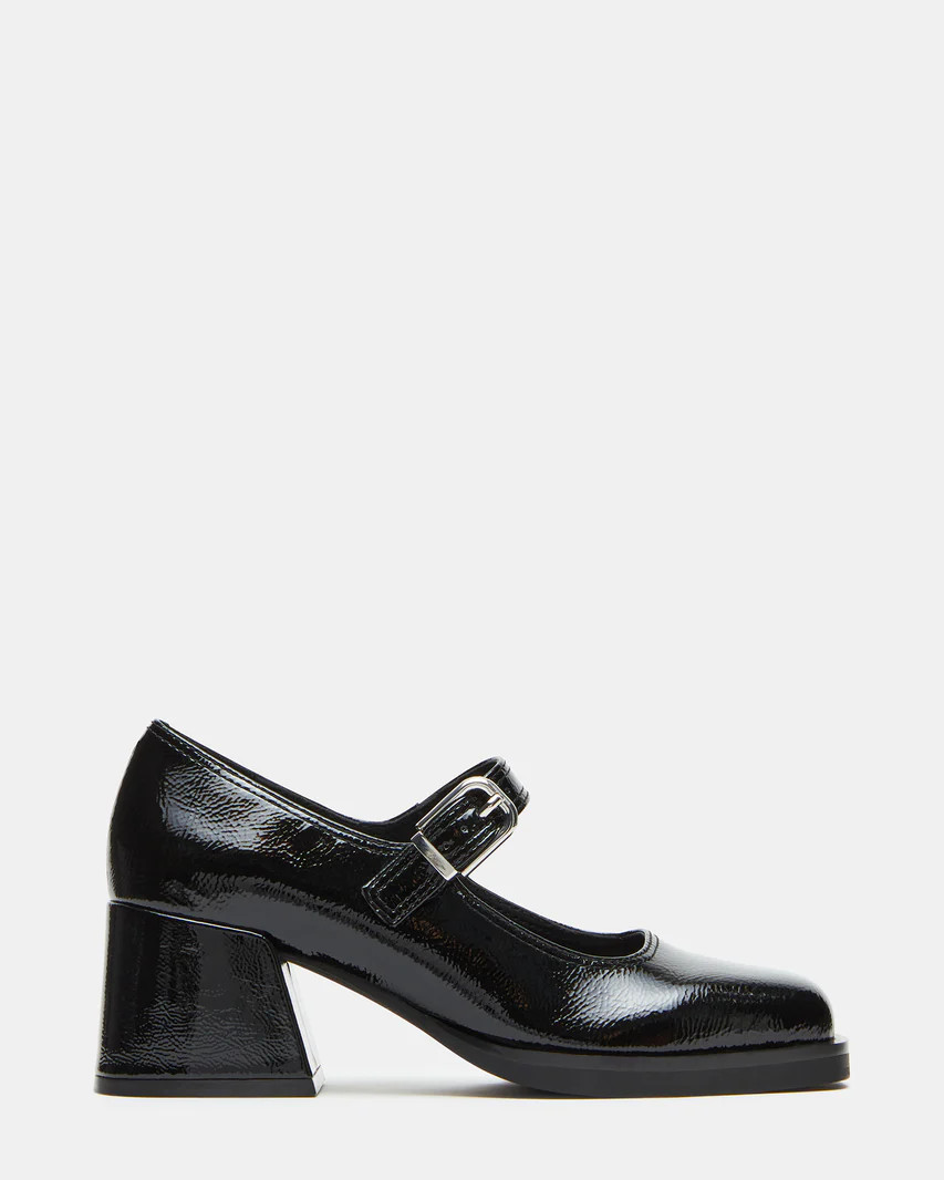LISBON Black Square-Toe Mary Jane Loafer | Women's Loafers | Steve Madden (US)