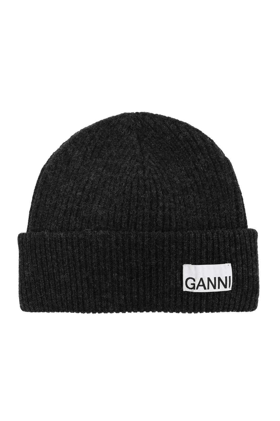 Ganni Logo Patch Rib-Knitted Beanie | Cettire Global