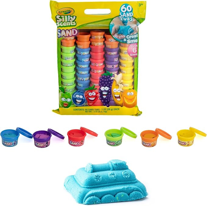 Crayola Silly Scents Play Sand \u2013 60 Mini 1oz Tubs of Moldable Sensory Sand in 6 Bright Color... | Amazon (US)